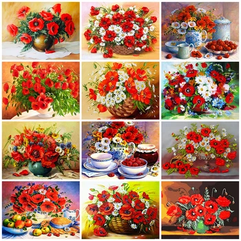 

Evershine 5D DIY Diamond Painting Poppy Full Square Drill Cross Stitch Mosaic Diamond Embroidery Flowers Vase Home Decoration