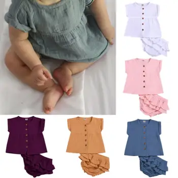

Pudcoco Newborn Baby Girl Clothes Set 2020 New Infant Clothes Short Sleeve Button Tops Tutu Bloomer Soild Shorts Pants Outfits