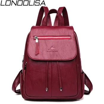 

High Quality Soft Leather Women Backpack Anti-theft Drawstring School Bags For Teenage Girls Large Capacity Travel Backpacks New