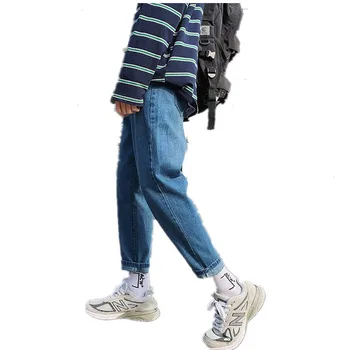 

Autumn Winter New Men's Jeans Loose Straight Denim Pants Cotton Zipper Denim Pants Male Trousers