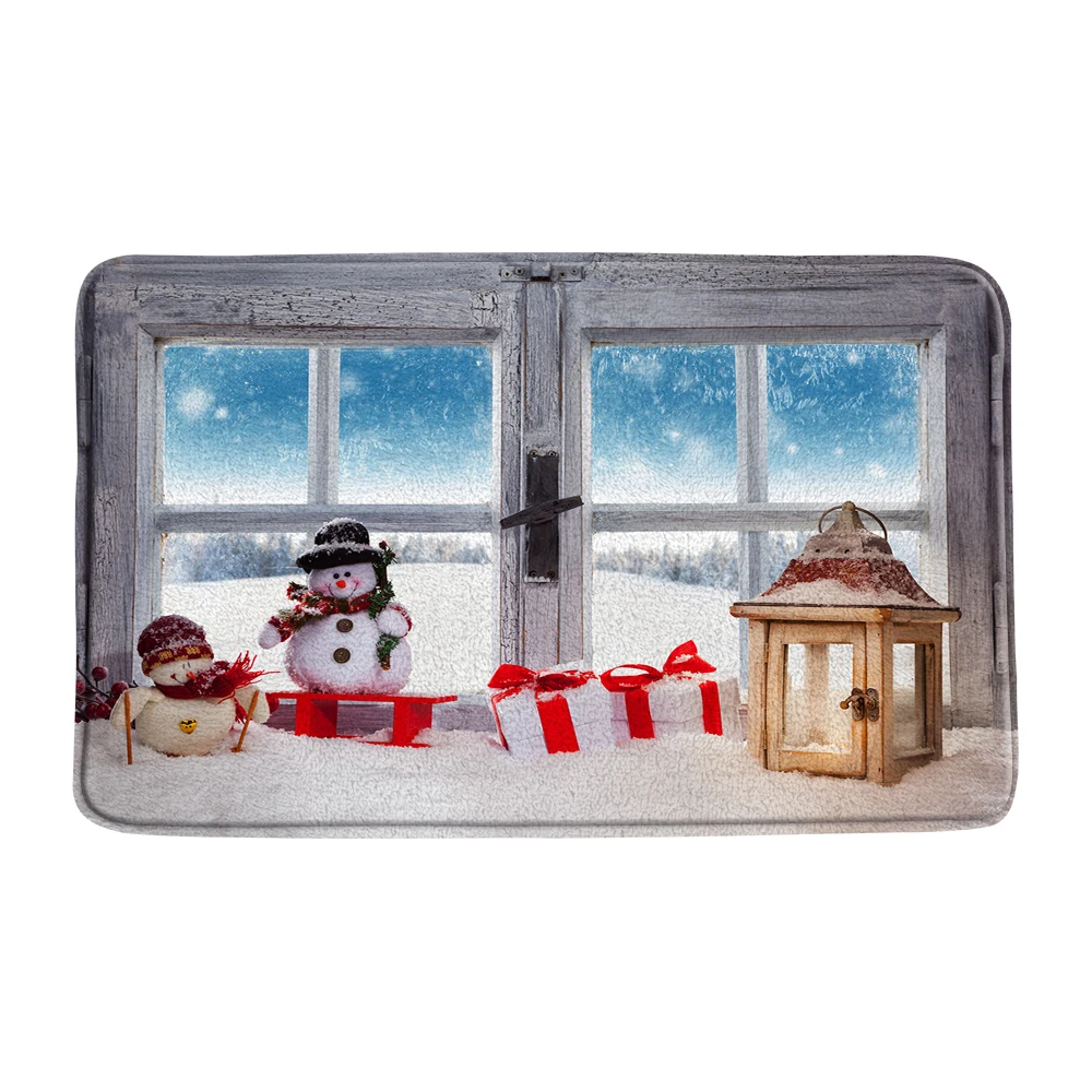 

3d Merry Christmas Bathroom Mat Non-slip Doormat Bath Christmas Tree Santa Claus 50*80 Floor Carpet Toilet Flannel Mat