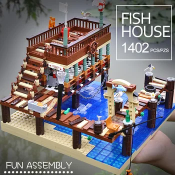 

Toys MOC LepinBlocks Old Fishing House Pier Compatible IDEA 21310 Building Blocks Bricks Christmas Birthday Gifts
