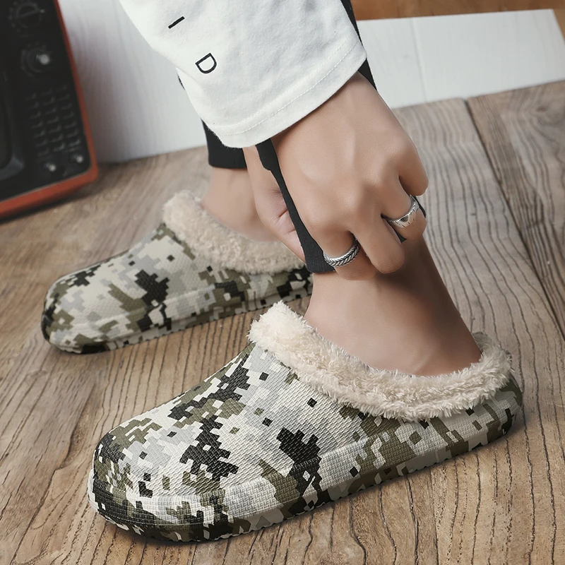 

2023 High Quanlity Winter Cotton Slipper light weight camouflage comfortable warm footwear indoor waterproof bathroom slippers