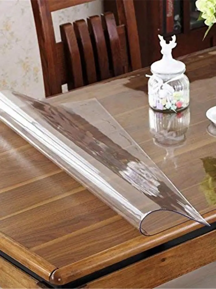  Multi-size Transparent PVC Tablecloth Waterproof Square Round Tablecloth Scratch-resistant Oil-proo