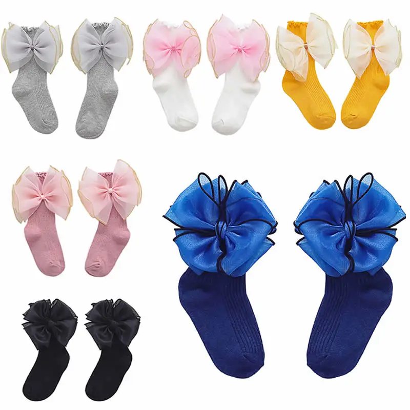 Возраст Сезон Носки принцессы из органзы с бабочками Детские хлопковые носки |