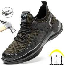 Bottes de sécurité à embout en acier pour homme, chaussures de travail légères et confortables, indestructibles