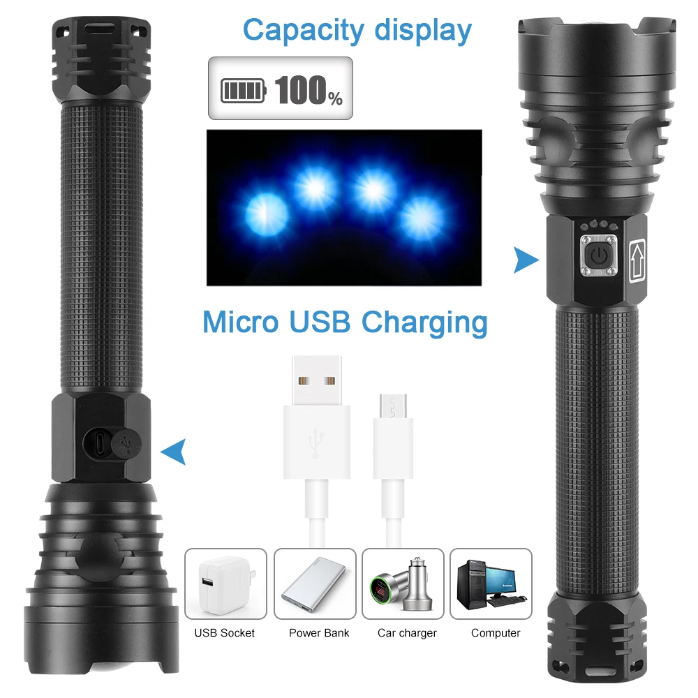 Anjoet дропшиппинг XHP90 XHP70 светодиодный фонарик Zoom USB Перезаряжаемый дисплей