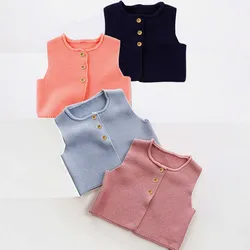 Yk algodão colete de lazer das crianças toda a temporada malha bebê cardigan colete moda crianças sem mangas camisola para meninas do menino