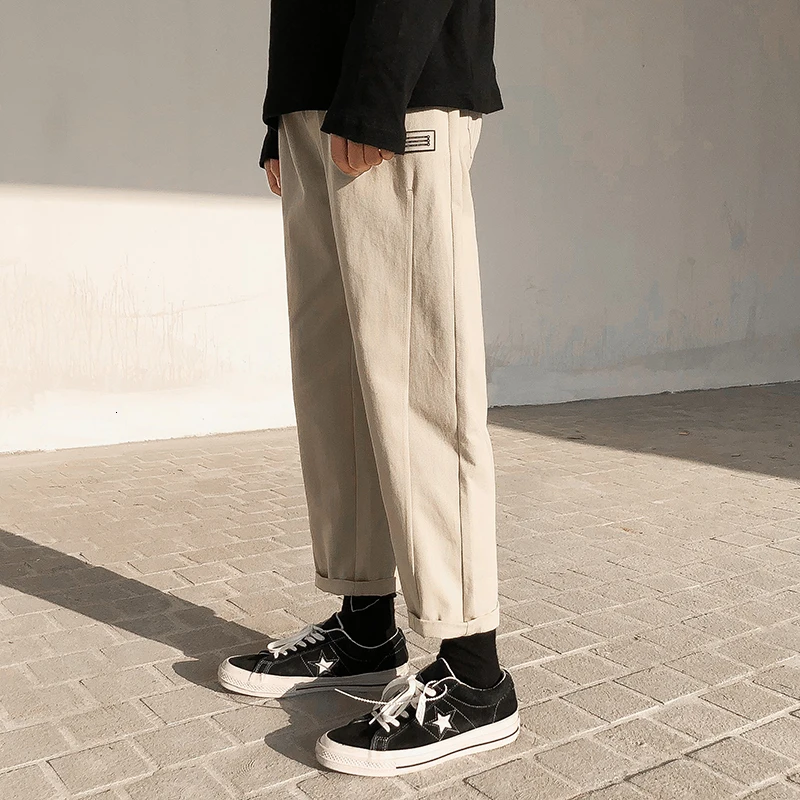 

2019 Autumn New Korean Version Of The Boyfriend Wind Loose Retro Wild Personality Labeling Casual Pants Joggers Streetwear