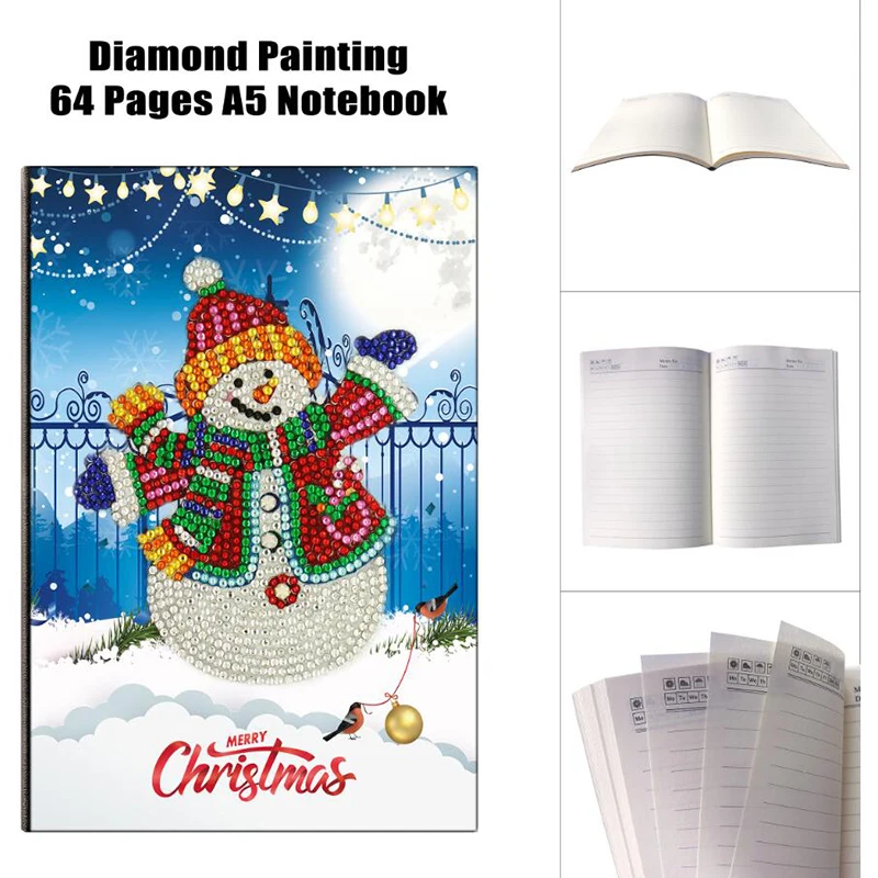 

DIY Creative Special Shaped Diamond Painting Notebook Diary Book 64 Page A5 Notebook Santa Claus Christmas Gift