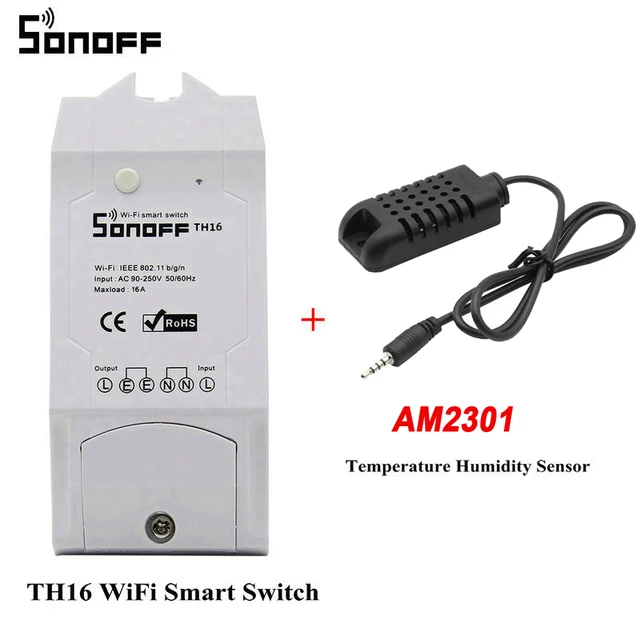 Sonoff TH10 TH16 10a/16a умные модули автоматизации Wifi беспроводной переключатель дистанционного управления для умного дома температура и влажность - Цвет: TH16 with AM2301
