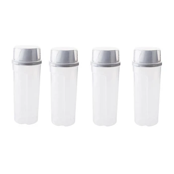 

4Pcs Clear Plastic Jars - Plastic Food Storage Jars with Lids - Plastic Jars For Food & Home Storage 2000Ml Gray