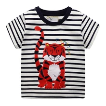 

2-7Y Kids Clothes Girls T-shirts Summer New Cute Cartoon Striped Print Short Sleeve Top for Boy Cotton Soft Children's Clothing