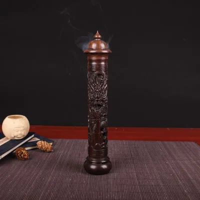 Ebony Sour Twig деревянный резной дракон Вертикальная курильница ручной работы курильница печь для ароматерапии круглый ладан бурна - Цвет: Ebony