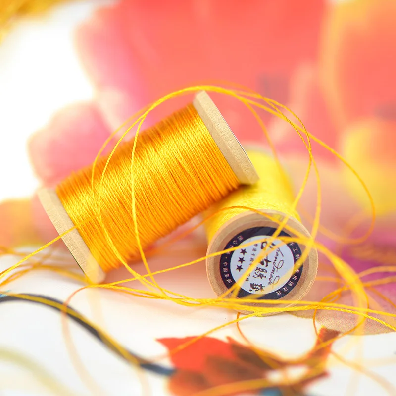 Roll Of 0.3mm polyamide fibre line Hand-woven embroidery thread Tassels Line 50M High strength 3 Strands Thread yellow