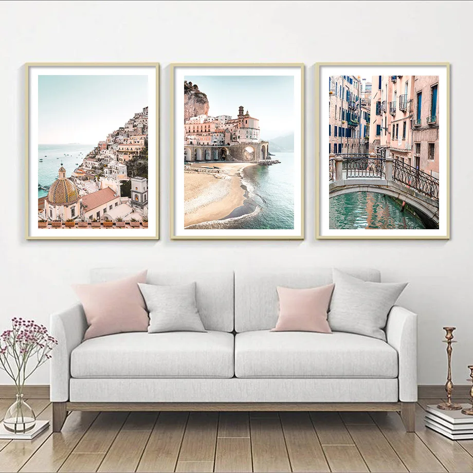 Amalfi-Coast-Seaside-Waves-Tram-Venice-Nordic-Posters-And-Prints-Wall-Art-Canvas-Painting-Wall-Pictures (2)