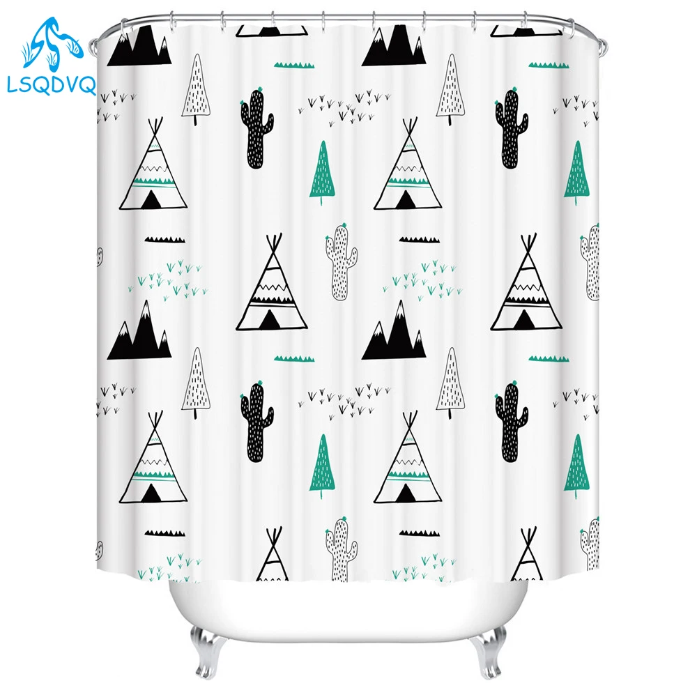 Natural Scenery Green Forest Design Shower Curtain Bathroom Waterproof Mildewproof Polyester