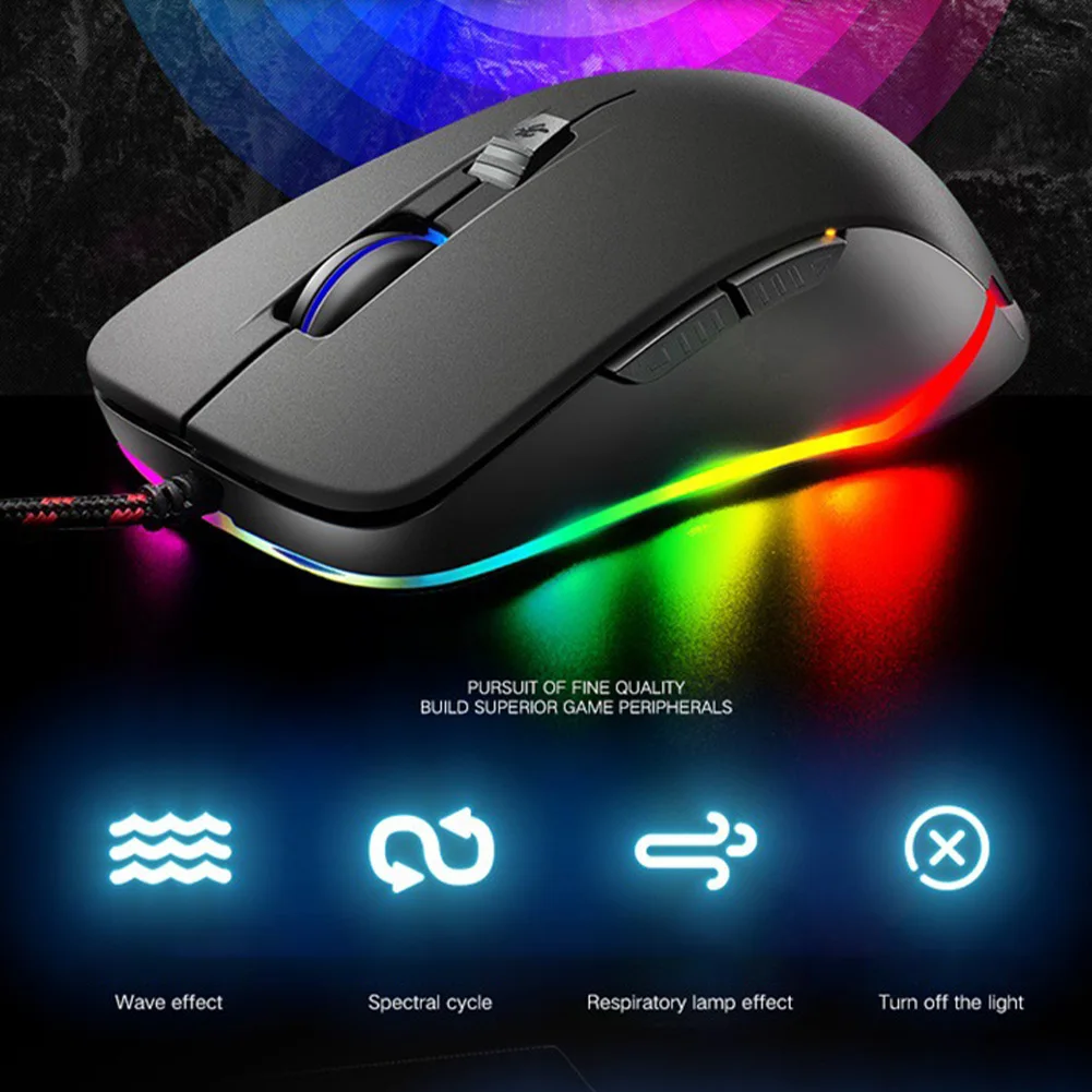 Аксессуары для компьютера, оптический сенсор, пластик, RGB подсветка, офисный стол, профессиональная Проводная игровая мышь, рабочий подарок, эргономичная