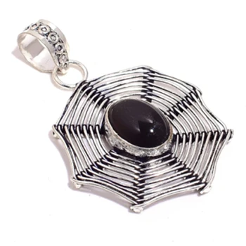 

Genuine Smokey Quartz Pendant Silver Overlay over Copper, Hand made Women Jewelry gift, P8652