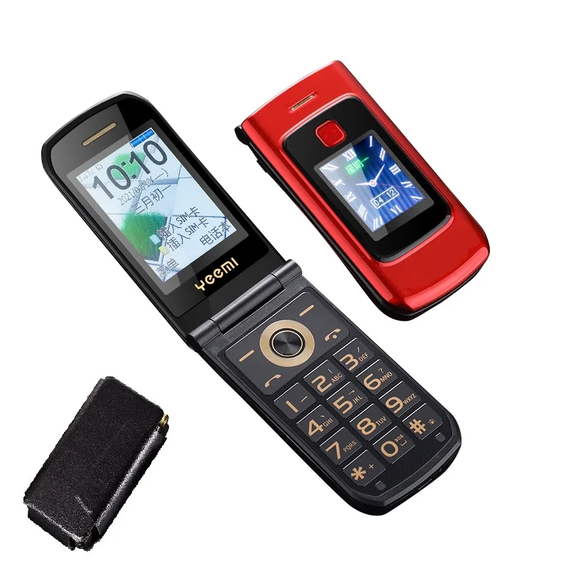 Dual Screen Flip Senior Cellphone 2G GSM Free Case SOS Large Push Button Fast Dial Loud Sound Camera Torch Elderly Foldale Phone 2