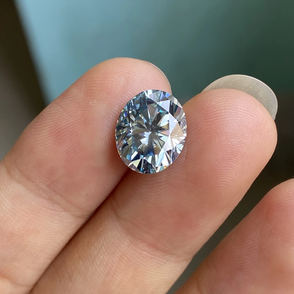 Meisidian D VVS 10x12mm 6 Karat Oval Cut Diamond Deep Blue Loose Moissanite Gemstone