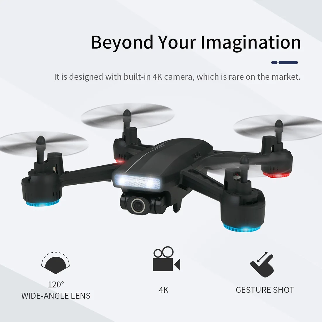 $64.99 HOBBYINRC 4K HD Panorama 120 Aerial Photography Aircraft Drone Gesture Photo Drone Black