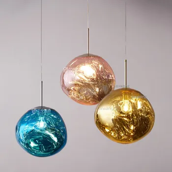

Modern Deco LED Lighting Light Fixtures Purple Glass Ball Pendant Light 20/28/40CM DIXON Melt Lava Hanging Lamp Kitchen Fixtures