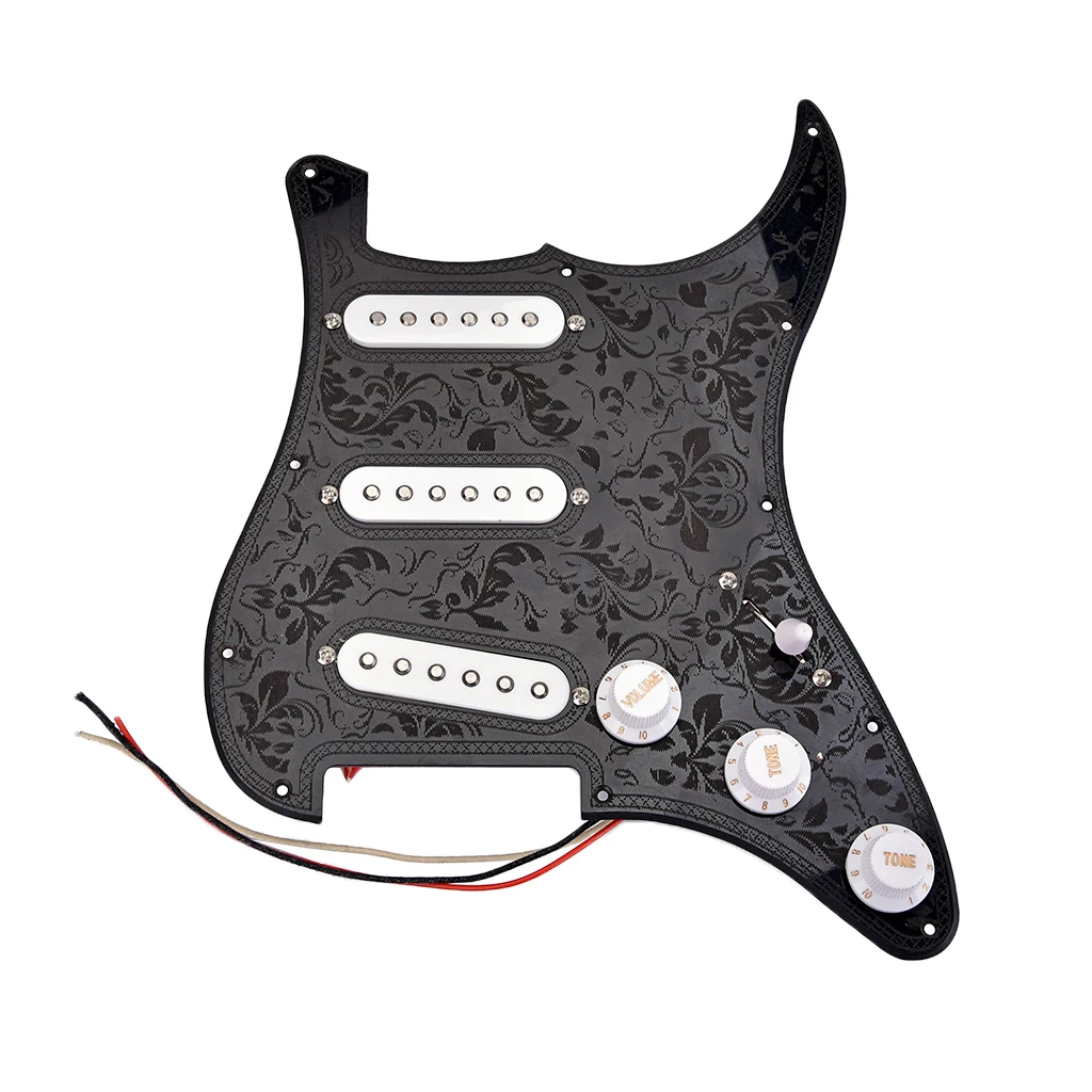 3Ply SSS Prewired Loaded Pickguard Electric Guitar Humbucker Parts Black 11.14x8.86x0.55inch