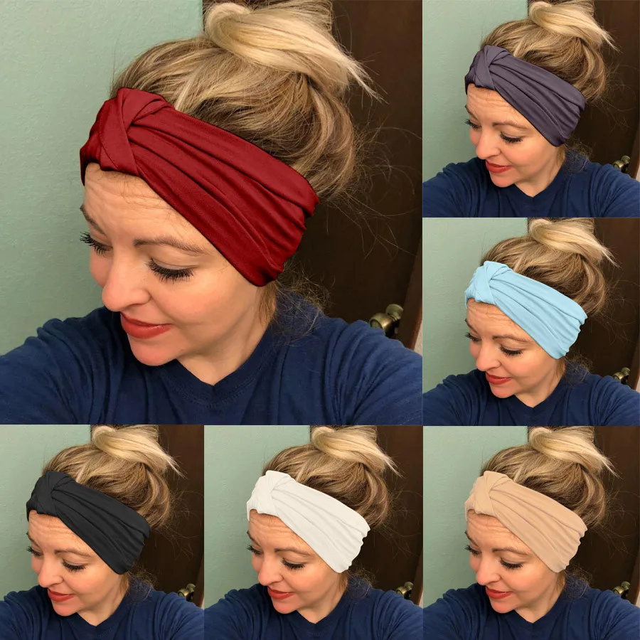 Tecido de Algodão Estilo do Cabelo Lote Faça Você Mesmo Simples Multi Malha Cabeça Bandas Turbante Laço nó Hairbands Ferramentas Acessório Ha1540 36 Pçs –
