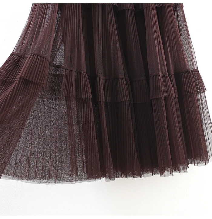 Женская длинная юбка из тюля SURMIITRO, макси плиссированная юбка черного цвета с высокой талией в корейском стиле для женщин осень зима