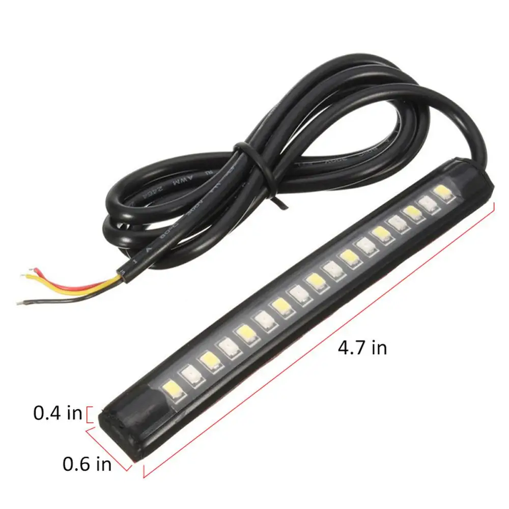 2 шт., для мотоцикла, автомобиля, грузовика, ATV, 17LED, гибкая SMD полоска, задний тормозной светильник, s, сигнальная полоса поворота, номерной знак, светильник, полоса