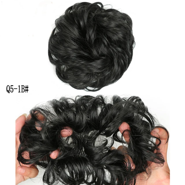 MERISIHAIRHair Extensions Wavy Curly Messy Hair Bun Extensions Donut Hair Chignons Hair Piece Wig Hairpiece headwear rings ring 1B
