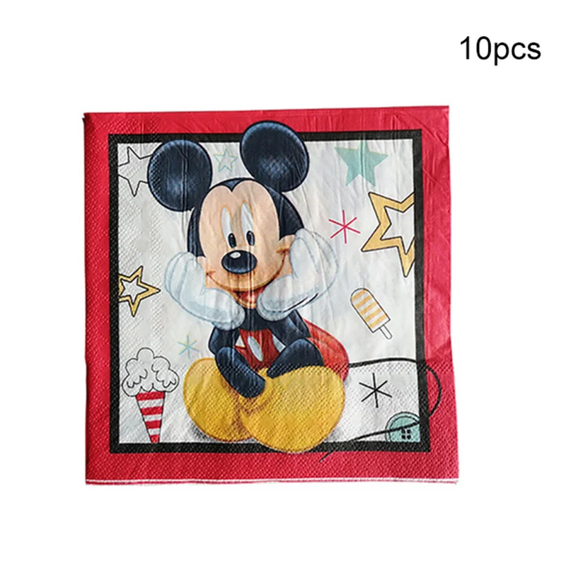 Mickey Mouse Theme Party Banner Party 6 People Disposable Plate Napkin Cup Cake Toppers for Kids Favor Flag Decoration Gifts