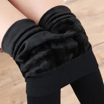 

Winter Women Thicken Warm Solid Color High Waist Elastic Fleece Leggings Pants
