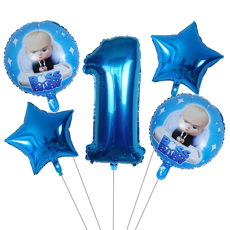 

5Pcs Cartoon Set Boss Baby Balloon 30Inch Number Blue Foil Baby Shower 1 2 3 4 5 6st Birthday Party Decoration Helium Supplies