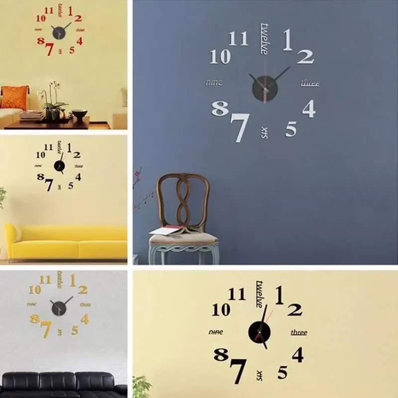 

2019 New Mirror Wall Clock Simple Wind Digital Wall Clock Household Items Home Decoration Mirror Can Not Move