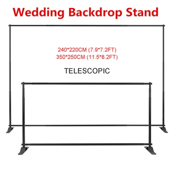 

350*250cm High Wedding Backdrop Pipe/Stand with Heavy Base Telescopic Adjustable Curtain Frame Photo Banner Backdrop Stand