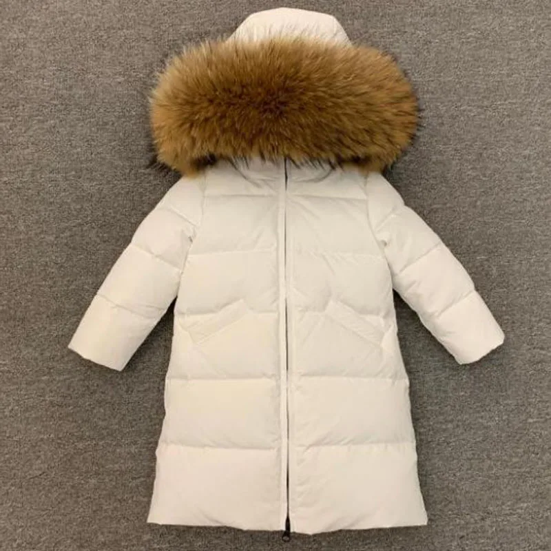 Г. Модная зимняя куртка-пуховик для мальчиков и девочек детский зимний комбинезон, детское пальто теплое длинное пальто с меховым воротником и капюшоном для малышей