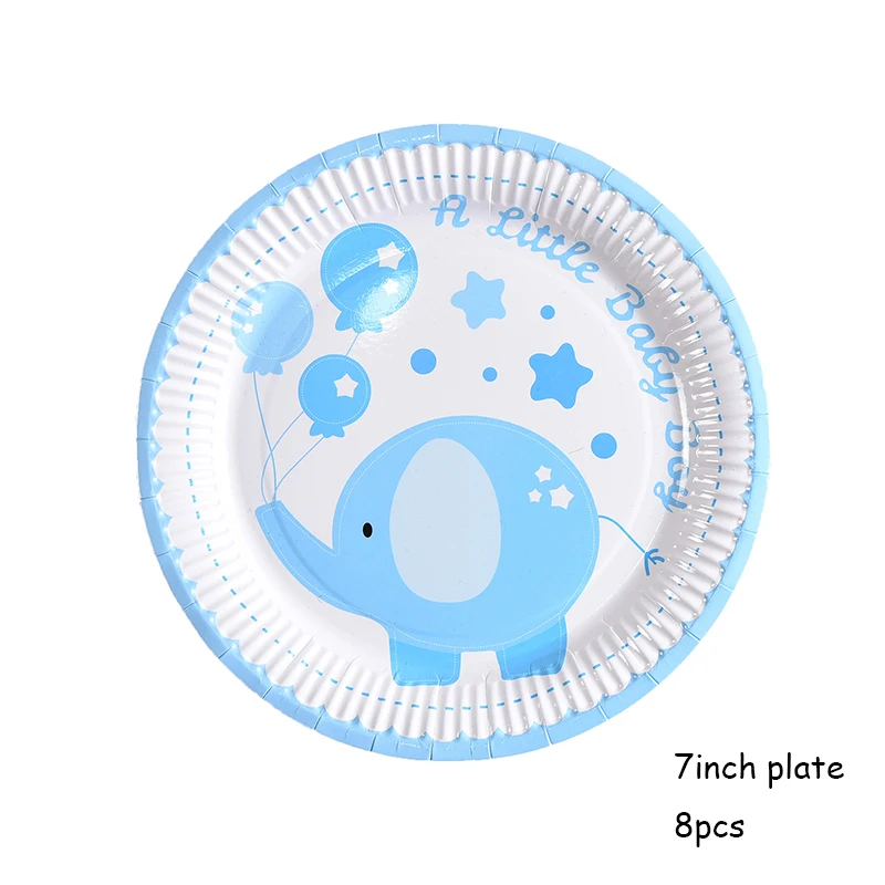 Мультяшный слон столовая посуда тарелка бумажная чашка полотенце детский день рождения, детский душ вечерние принадлежности одноразовая посуда - Цвет: 8pc 7inch plate