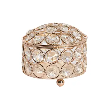 

European Pearl Crystal Metal Storage Box Lipstick Earring Organizer Case Holder