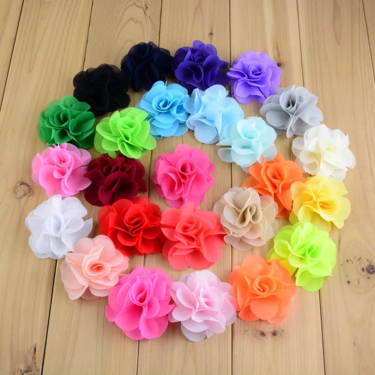 

Hot Sale 40pcs/lot 6CM Chiffon Flower Fabric Rose Hair Flowers For Headband Fabric Flowers For Craft Hair Accessories LSFB013