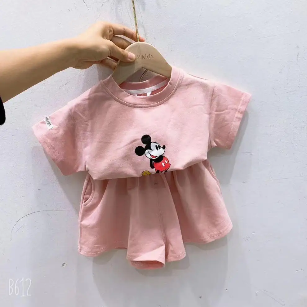 Fashion Toddlers Girls Summer Cartoon Mickey Mouse Shirt Shorts Outfit
