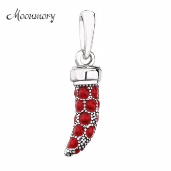 

Moonmory 925 Sterling Silver 2020 Summer Charm Pendant Red Italian Horn Necklace Pendant Red Enamel Dangle Charms Making Jewelry