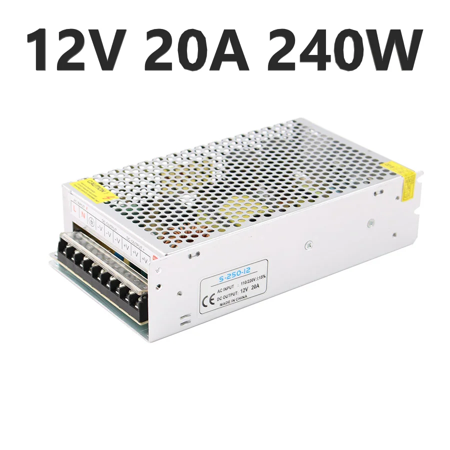 12V 20A 240W 12 В источник питания AC DC 12 В 2A 3A 5A 10A 15A 20A AC DC адаптер 220 до 12 в источник питания 500 Вт 220 в 12 В светодиодный трансформатор - Цвет: 12V 20A 240W
