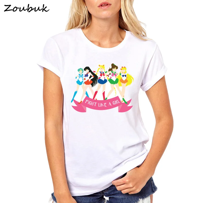 2020 Sailor Moon T-shirt Women Homme Summer Short Sleeve t shirt Plus Size Cat Women Casual Femme Girl shirt top