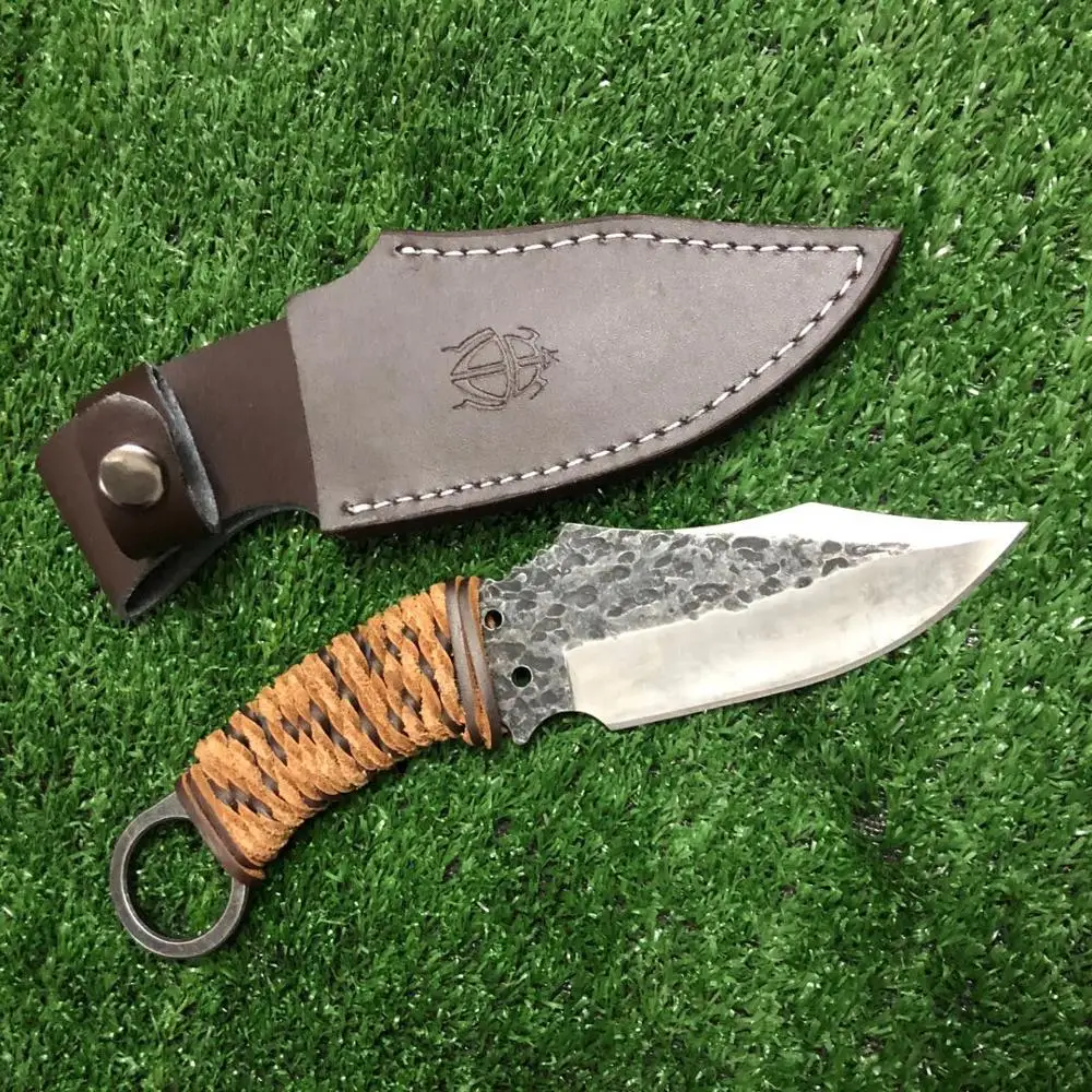 High-carbon Steel Hunting Knife Hand-forged Fixed Blade Straight Knives Camping Tactical Survival Bone Hatchet tool | Инструменты