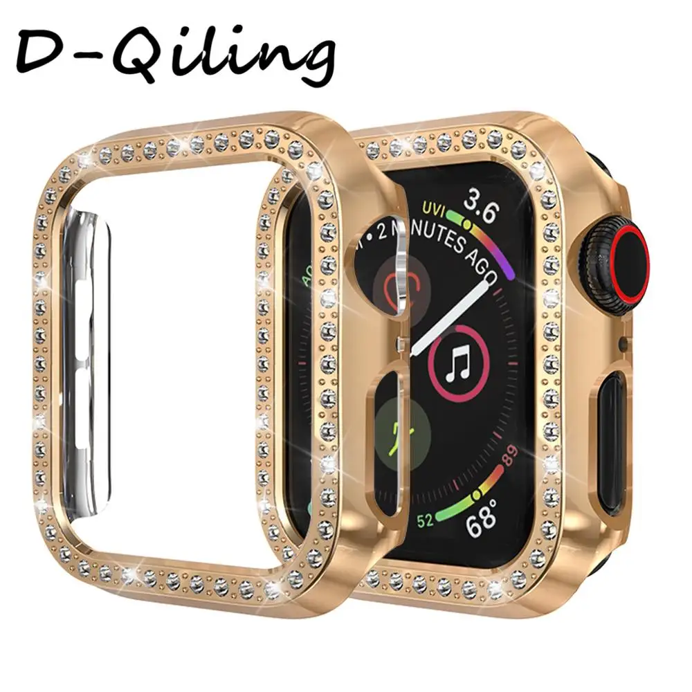 Шикарный бампер для Apple watch чехол для Apple watch 4 44 мм 40 мм 42 мм 38 мм Алмазный защитный чехол iWatch 4 3 2 1 Аксессуары 38 - Цвет: Rose gold