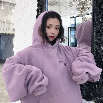 

Autumn Winter Fashion Oversized Letter Print Hooded Sweatshirt For Women Outdoor Harajuku Streetwear Hoody Female Tops Pullover