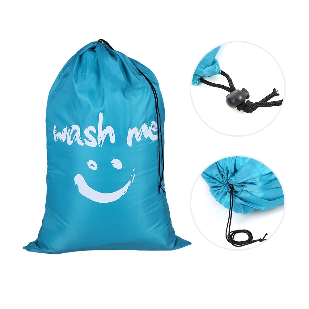

Laundry Bag Blue Multi-functional Foldable Nylon Dirty Clothes Storage Bag with Drawstring Closure for Home Laundromat Travel