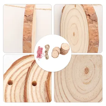 

30pcs Round Wooden Hanging Chips Exquisite Chic Creative Decorative Display Chips Round Wooden Cutouts Hanging Round Slices for